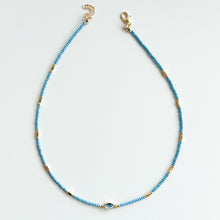 Load image into Gallery viewer, Thin beaded evil eye necklace
