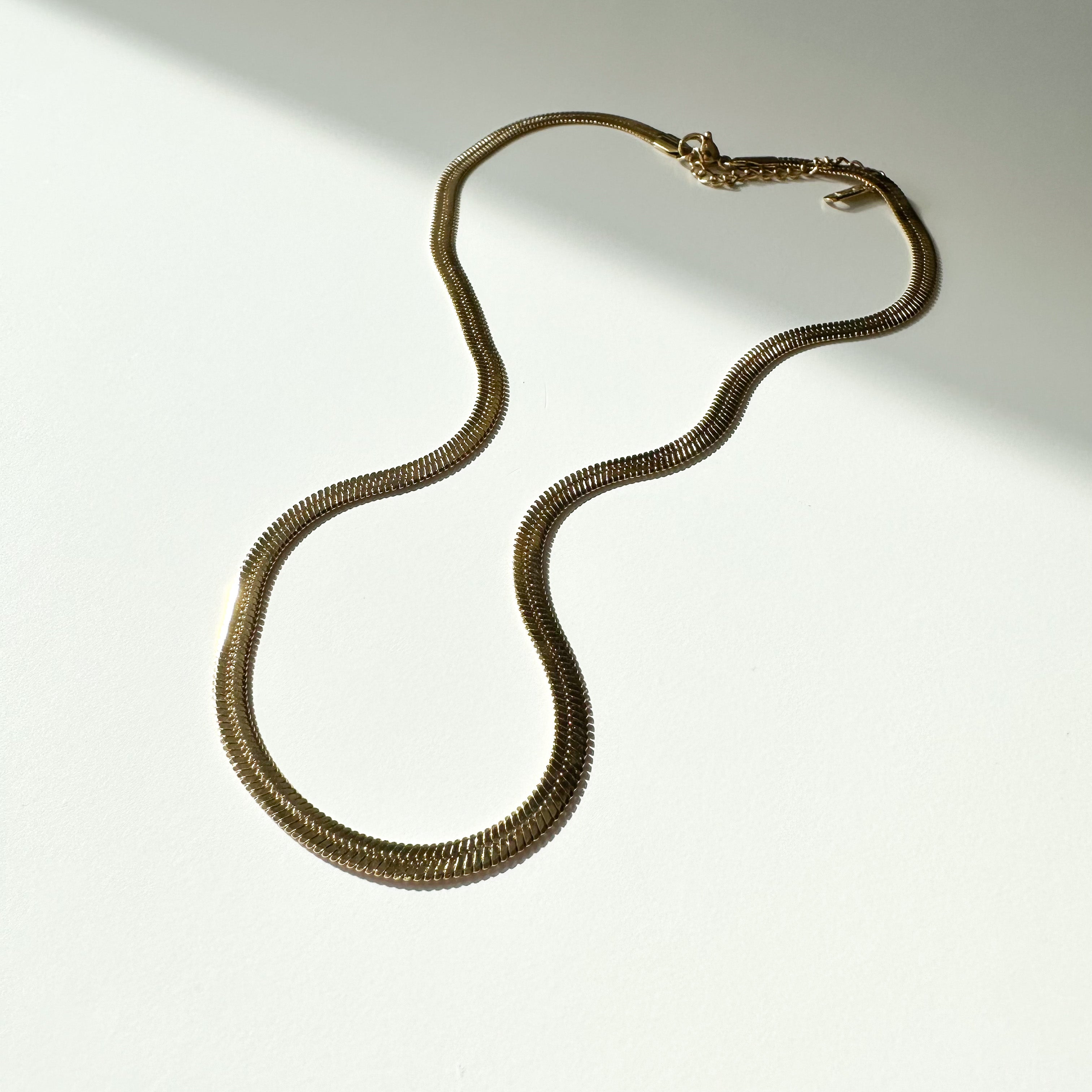 ★HAS★ HSU018 Ribbon snake chian necklace Z Snake Chain 925 Sterling Silver, Flat Snake Chain Necklace